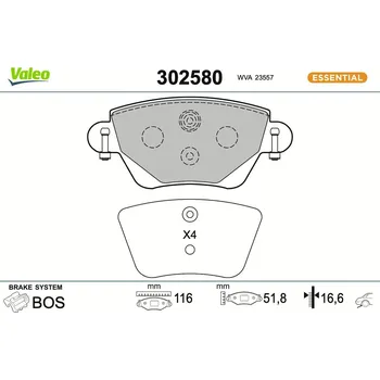 Brzdová destička Sada brzdových destiček, kotoučová brzda VALEO 302580