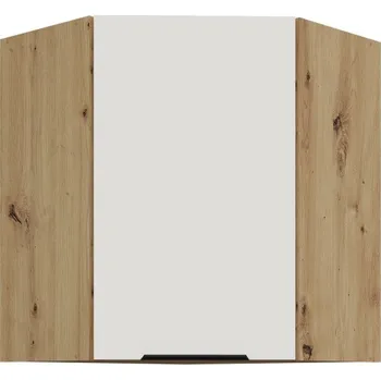 Kuchyňská skříňka Horní rohová skříňka LUNARA 1 - 60x60 cm, bílá / dub artisan