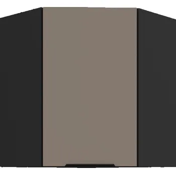 Kuchyňská skříňka Horní rohová skříňka LUNARA 1 - 60x60 cm, tmavě béžová / černá