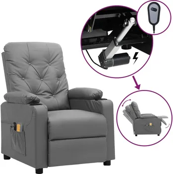 Křeslo zahrada-XL Elektrické masážní křeslo šedé umělá kůže 3098874