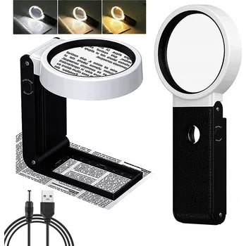 Lupa VELKÁ NUMISMATICKÁ LUPA SKLO ZVĚTŠOVACÍ SKLÁDACÍ 10x 25x 32x LED