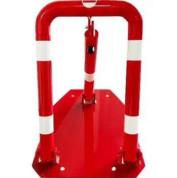 Dětská zábrana Červeno-bílá ocelová sklopná zábrana - 57 cm