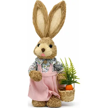 Velikonoční dekorace Velikonoce 0731-3 Slámový velikonoční zajíc 35 cm Přírodní
