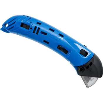 Pracovní nůž Černo-modrý plastový bezpečnostní samozatahovací nůž