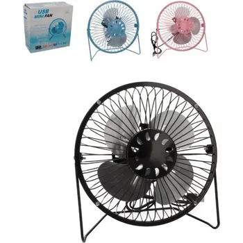 Domácí ventilátor USB Ventilátor Kovový Velký 18 cm - růžový