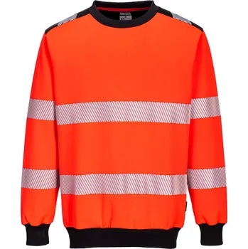 pracovní mikina PORTWEST Mikina PW379 Hi-Vis s výstřihem ke krku, reflexní POR-PW379RBKXXL 2XL Červená/černá