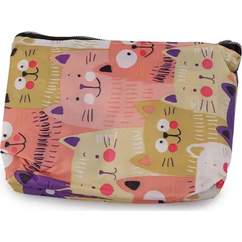 Skládací nákupní taška se zipem 39x40 cm, velké, 48 lososová kočka