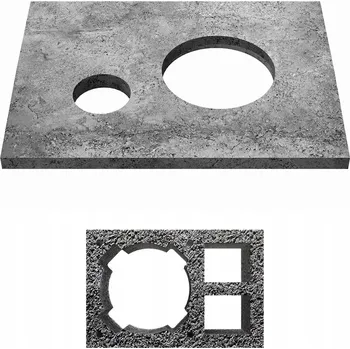 Komín Betonová deska na komín KW2 čepice 53x70 cm DUO krycí deska nástavec