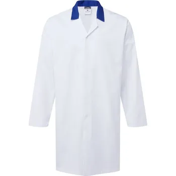 montérky PORTWEST Plášť 2210 Food Industry No Pocket POR-2210WRRXXL 2XL Bílá/modrá královská tmavá