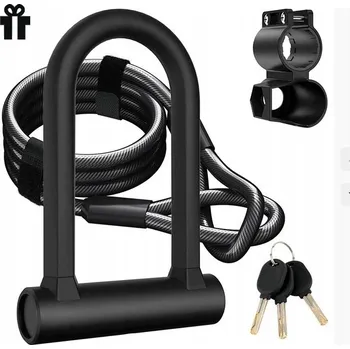 Zámek na kolo ZÁMEK NA KOLO U-LOCK S LANKEM 120CM OCELOVÝ ČERNÝ 1160G