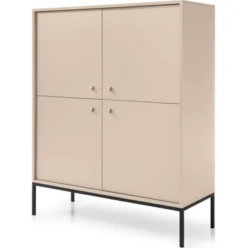 Komoda Vysoká 4-dveřová komode do obývacího pokoje Mono - Meble Piaski Písečná béžová 103.5x125.5 cm