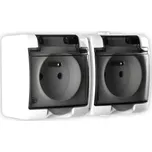 Elhard Venkovní dvojzásuvka na zeď Tew, IP44, bílá