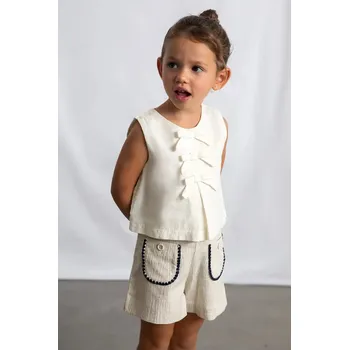 Chlapecké kraťasy Dětské šortky s přídavkem lnu Mayoral 3219.6C.Mini.PPY2 béžová 02X, vel. 140