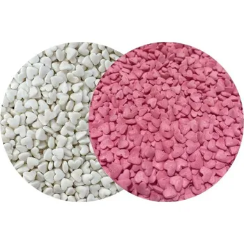 Jedlá dekorace na dort Dortisimo 4Cake Cukrová srdíčka bílá a růžová (120 g)