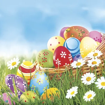 Pol-Mak Ubrousky DAISY L (20ks) Colourful Easter Eggs and Daisies 615802