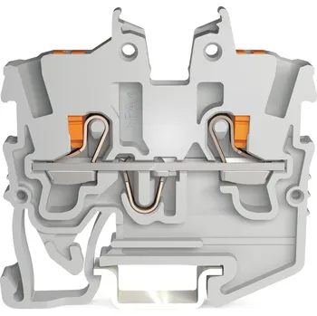 Elektroinstalační materiál WAGO Svorka 2250-1201 2vodičová průchozí Mini s&nbsp;ovládacím tlačítkem 1 mm², šedá 2250-1201