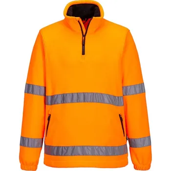 pracovní mikina PORTWEST Mikina F302 Fleece, 1/2 Zip, Hi-Vis, reflexní POR-F302ORRL L Oranžová