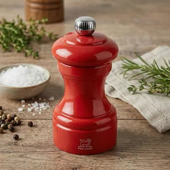 Kuchyňský mlýnek PEUGEOT Bistrorama Terracotta 10 cm červená - dřevěný ruční mlýnek na sůl
