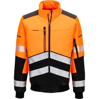 pracovní bunda PORTWEST Bunda EV468 Hi-Vis Softshell bomber, vystražná POR-EV468OBRM M Oranžová/černá