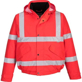 pracovní bunda PORTWEST Bunda bomber S463 Hi-Vis, zateplená, nepromokavá, reflexní POR-S463RERS S Červená