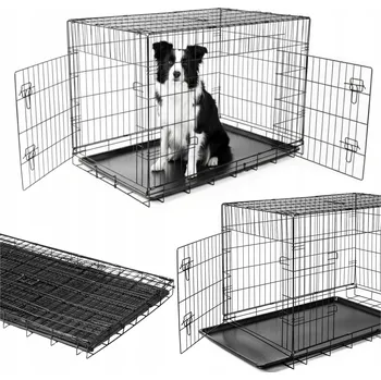 Obraz Skládací kovová klec Be-Active.pl pro psa, 89x59x66 cm, se dvěma vchody
