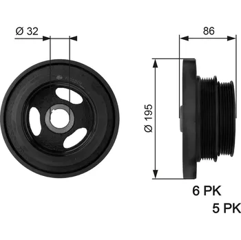 Řemenice, klikový hřídel GATES TVD1019