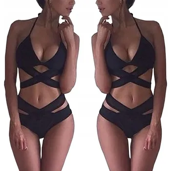 Dámské plavky DVOUDÍLNÉ PLAVKY SEXY BIKINY S VYSOKÝM PASEM A VÁZÁNÍM VEL. M