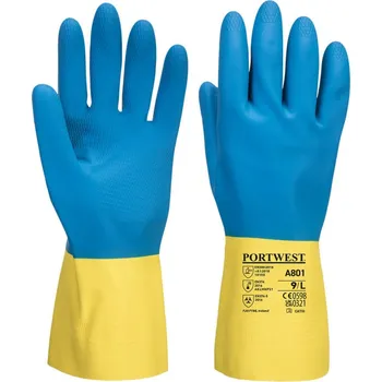 Pracovní rukavice PORTWEST Rukavice Double Dipped Latex A801, chemicky odolné POR-A801Y4RXL XL Žlutá/modrá
