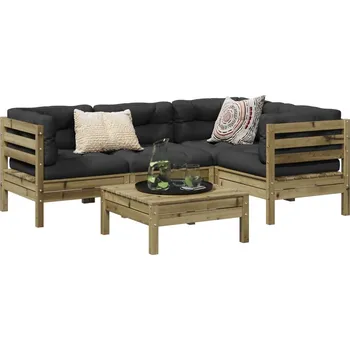 Zahradní sestava vidaXL 5dílná zahradní sedací souprava podušky borovice [3299428] Barva: Přírodně impregnované