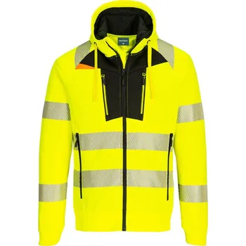 pracovní mikina PORTWEST Mikina s kapucí DX484 Hi-Vis na zip, reflexní POR-DX484YBRXXL 2XL Žlutá/černá