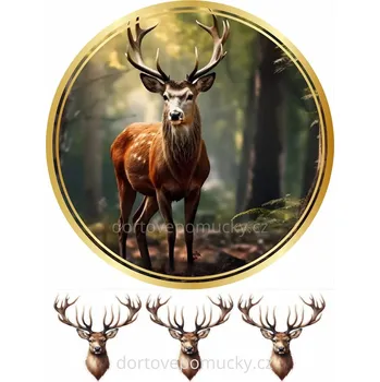 Jedlá dekorace na dort Myslivost vzor č.3 - (jedlý papír nebo fondánový list) - Bez úprav / Jedlý papír / Bez decor gelu
