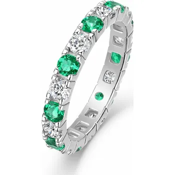 Prsten Leru Stříbrný prsten s laboratorními Smaragdy a Moissanity Velikost a váha prstenu: 57
