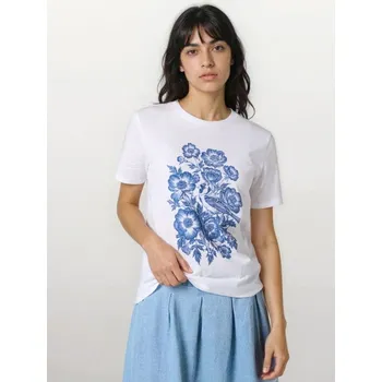 Dámské tričko Sinsay - Bavlněné oversize tričko s potiskem - bílá - 043HB-00J - 043HB-00J-XXL