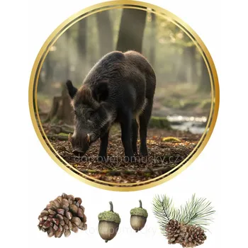 Jedlá dekorace na dort Myslivost vzor č.10 - (jedlý papír nebo fondánový list) - Bez úprav / Jedlý papír / Bez decor gelu