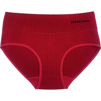 Kalhotky Dámské bavlněné kalhotky s vysokým pasem Červený / 3XL