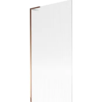 Vanová zástěna Mexen Next L, 1-křídlová vanová zástěna 90 x 150 cm, 6mm sklo s žebrovým vzorem, růžové zlato profil, 895-090-000-03-09-60