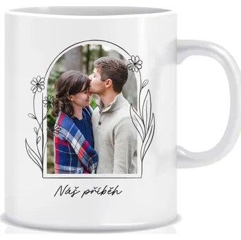 Personalizovaný keramický hrnek 300 ml s květinovým ohraničením