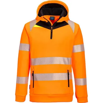 pracovní mikina PORTWEST Mikina DX482 Hi-Vis s kapucí, reflexní POR-DX482OBRM M Oranžová/černá