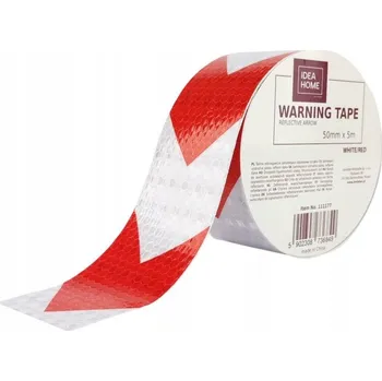 VÝSTRAŽNÁ PÁSKA IH 50mm x 5m SAMOLEPICÍ ODRAZOVÁ BÍLO/ČERVENÁ ŠIPKA
