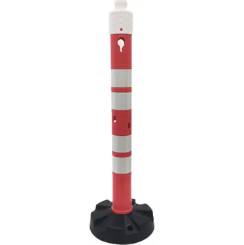 Plotový sloupek Flomat Červeno-bílý plastový (PPC) dopravní výstražný sloupek FLOMA WP24 - 11 x 120 cm