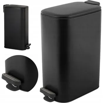 Odpadkový koš Černý úzký odpadkový koš na kuchyňský odpad, jednokomorový s víkem, 30 l