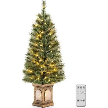 Vánoce Umělý vánoční stromek CM24560DE s osvětlením, 120 cm - A COSTWAY