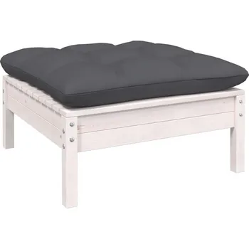 Zahradní sestava Zahradní stolička a antracitová poduška bílá masivní borovice - 8720286670736