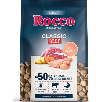 Krmivo pro psa Rocco Senior Classic hovězí s lososem - 5 x 1 kg