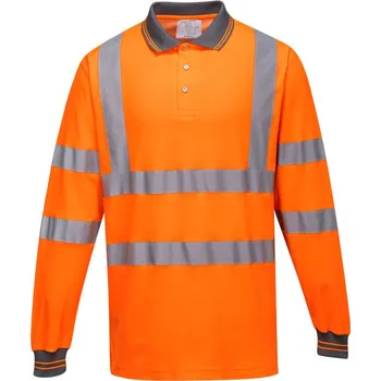 Pánské tričko PORTWEST Polokošile Cotton Comfort S271, dlouhý rukáv, reflexní POR-S271ORRXXXL 3XL Oranžová