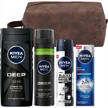 Kosmetická sada NIVEA MEN Dárková Sada Krém Gel x2 Antiperspirant + kosmetická taštička DÁREK