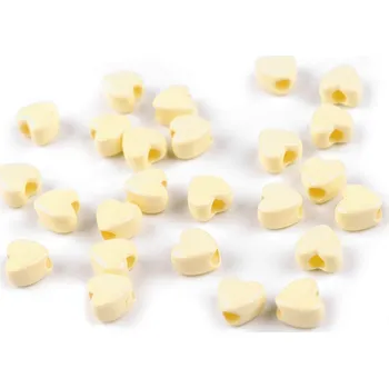 Dětské navlékací korálky Plastové korálky srdce 8 mm, velké, 1 béžová nejsv.