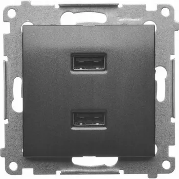 Elektrická zásuvka Simon 54 zásuvka nabíječka 2x USB 2,1A černá matná DC2USB.01/49