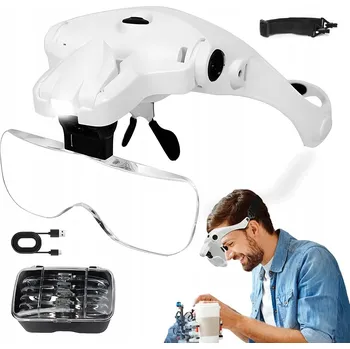 Lupa Zvětšovací brýle 1x - 3.5x brýlová lupa s LED osvětlením