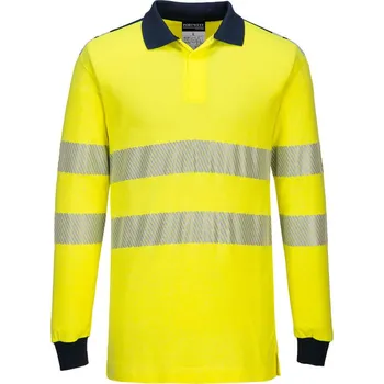 Pánské tričko PORTWEST Polokošile Hi-Vis FR702, dlouhý rukáv, reflexní POR-FR702YNRM M Žlutá/navy